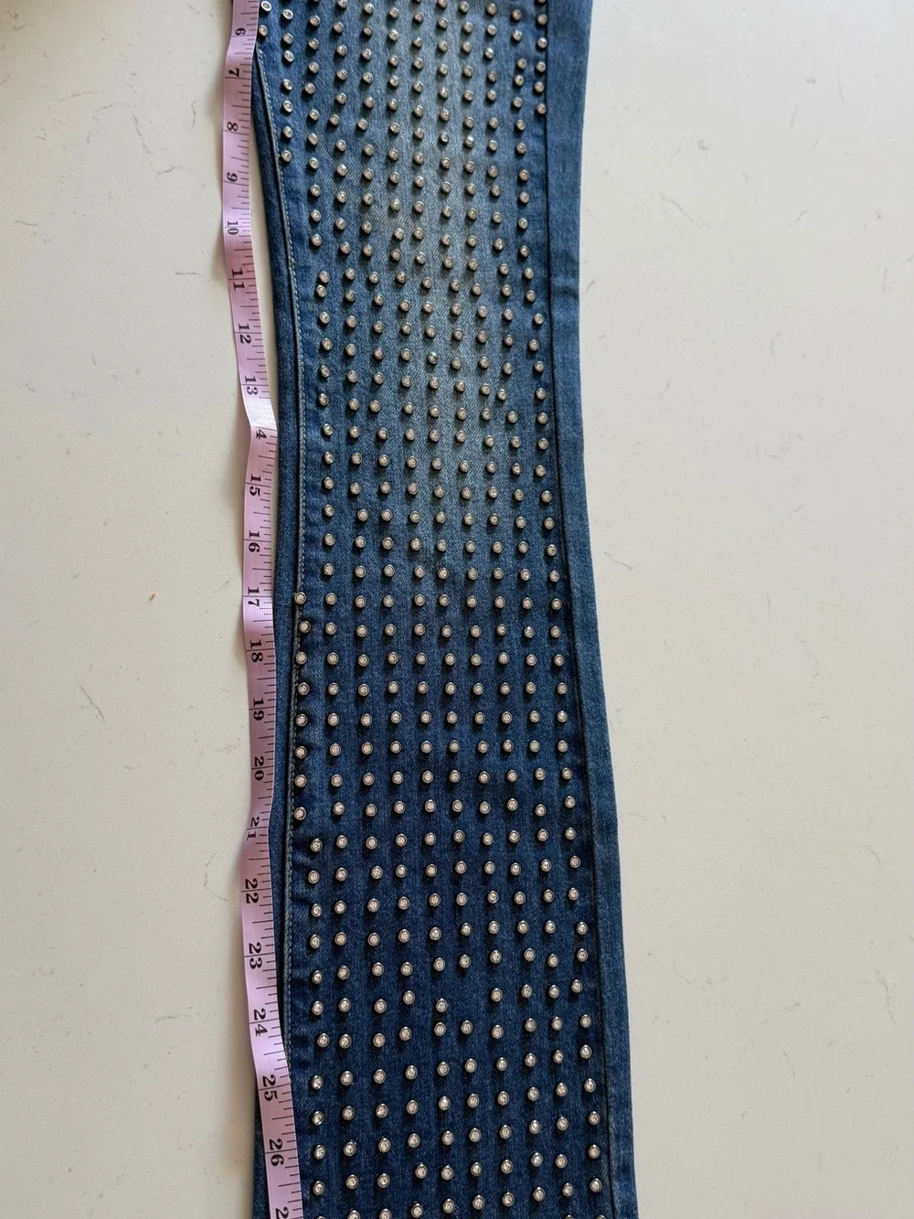 NEW Alice + Olivia Studded Straight Leg High Waist Denim Jeans Women's 24 NWOT